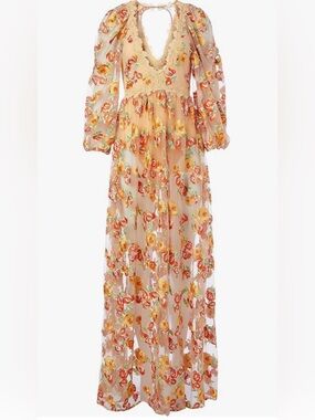 FOR LOVE & LEMONS
Winnie Embroidered Maxi Dress, Gold, Size XS